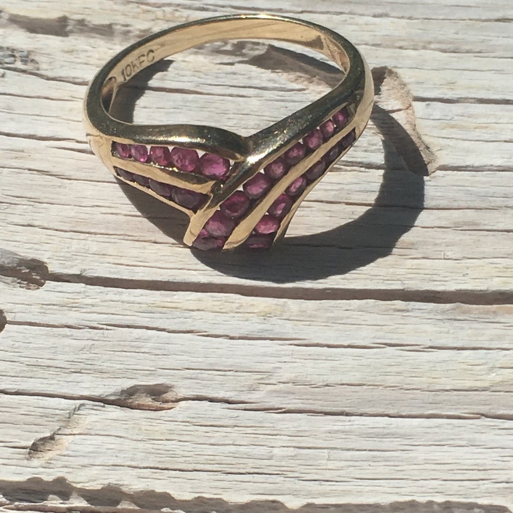 Genuine ruby 10K solid gold ring